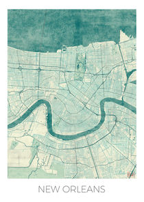 New Orleans Map Blue von Hubert Roguski