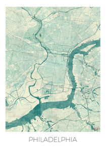 Philadelphia Map Blue von Hubert Roguski