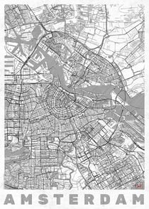 Amsterdam Map Line by Hubert Roguski