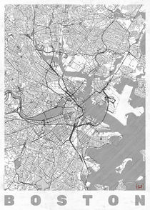 Boston Map Line by Hubert Roguski