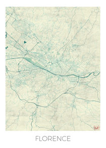 Florence Map Blue von Hubert Roguski