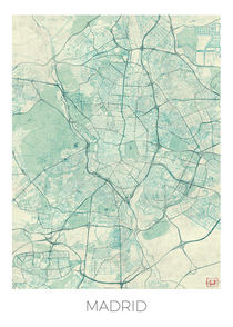 Madrid Map Blue von Hubert Roguski