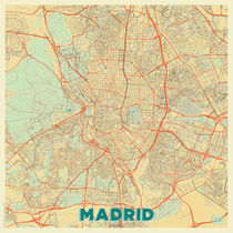 Madrid Map Retro by Hubert Roguski