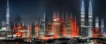 Skyline von Kuala Lumpur in der Nacht, Malaysia, digital verfremdet.  by Horst  Tomaszewski