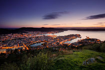 Bergen skyline from above during sunset by Bastian Linder