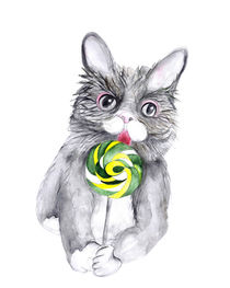 Cat With Lollipop by mikart