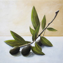 Olive branch - Original, still life painting on canvas von Georgia Korogiannou