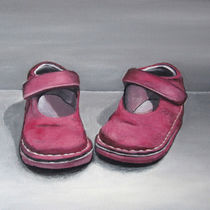Little red shoes - Still life painting by Georgia Korogiannou