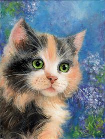 Kitty on blue von Galyna Schaefer