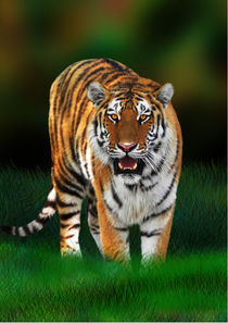 Wild Tiger on Green von bluedarkart-lem