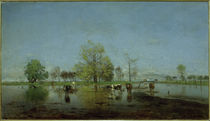 E.Jettel, Holländische Landschaft (Kühe im Wasser) von klassik art
