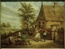 Art d.David Teniers d. J., Bauernfest: Tanzende Figuren vor einem Gasthaus by klassik art