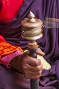 Close up with a Buddhist and a hand-held prayer wheel, Bhutan. by Danita Delimont