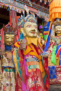 Masked dancers at Wachuk Tibetan buddhist monastery, nr Xinlong by Danita Delimont