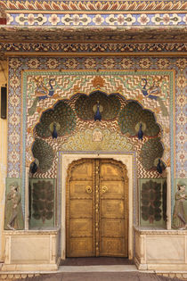 India, Rajasthan, Jaipur, Peacock door at City Palace. by Danita Delimont