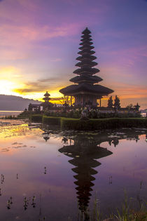 Sunrise at Bali water temple, Ulun Danu Temple in Lake Brata... by Danita Delimont