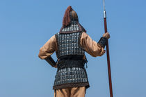 Backside of traditional dressed guard at Gongsanseong Castle... von Danita Delimont
