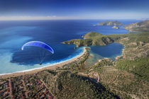 Paramotor flying in Oludeniz, aerial, Fethiye, Turkey by Danita Delimont