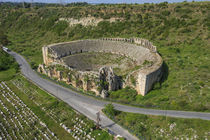 Aerial view of the amphitheater, Perge, Antalya, Turkey by Danita Delimont