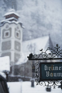 Austria, Salzkammergut, Hallstatt Church with snow. von Danita Delimont