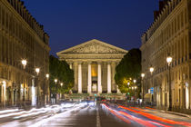 Car light-trails below Eglise Sainte-Marie-Madeleine near Pl... by Danita Delimont