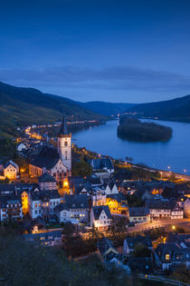 Germany, Hesse, Lorch am Rhine, elevated town view, dusk by Danita Delimont