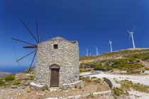Old windmill and modern wind turbines by Danita Delimont