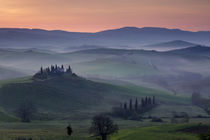 Belvedere and countryside at dawn, San Quirico d'Orcia, Tuscany, Italy von Danita Delimont