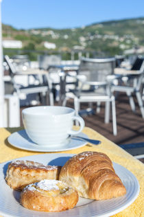 Europe, Portugal, Regua, breakfast on riverboat sundeck von Danita Delimont