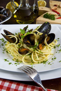 Spaghetti with mussels by Danita Delimont
