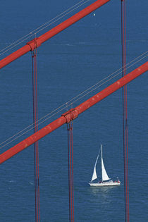 USA, California, San Francisco, Golden Gate Bridge and yacht... by Danita Delimont