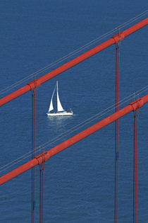 USA, California, San Francisco, Golden Gate Bridge and yacht... by Danita Delimont