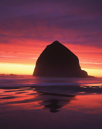 USA, Oregon, Cannon Beach, Haystack rock silhouetted on Cann... by Danita Delimont