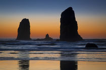 Sunset over Seastack near Haystack Rock, Cannon Beach, Oregon, USA by Danita Delimont