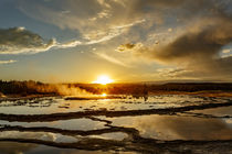 Great Fountain Geyser at sunset, Lower Geyser Basin, Yellows... by Danita Delimont