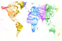 World Map Water Splash Rainbow colors von Eti Reid