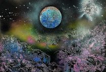 " Blue Planet " Spray Paint / Space ART by Beate Brass by Beate Braß