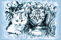 Blue Baby Cats by gittagsart