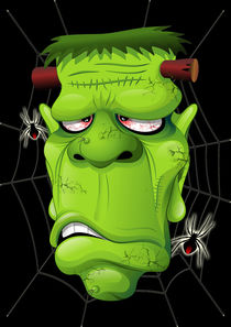 Frankenstein Ugly Portrait and Spiders von bluedarkart-lem