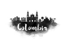 Colombia Watercolor City Skyline von Kursat Unsal