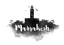 Marrakesch Watercolor City Skyline von Kursat Unsal