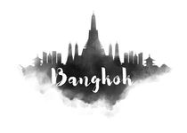 Bangkok Watercolor City Skyline von Kursat Unsal