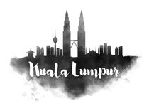 Kuala Lumpur Watercolor City Skyline von Kursat Unsal