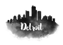 Detroit Watercolor City Skyline von Kursat Unsal