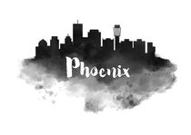 Phoenix Watercolor City Skyline von Kursat Unsal