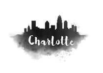 Charlotte Watercolor City Skyline von Kursat Unsal