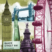 London Collage Sehenswürdigkeiten von Birgit Wagner