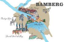 Bamberg Karte mit touristischen Top Ten Highlights von M.  Bleichner