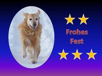 Weihnachtspostkarte Golden Retriever im Schnee 2 von kattobello