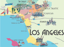 Los Angeles California Retro Map by M.  Bleichner
